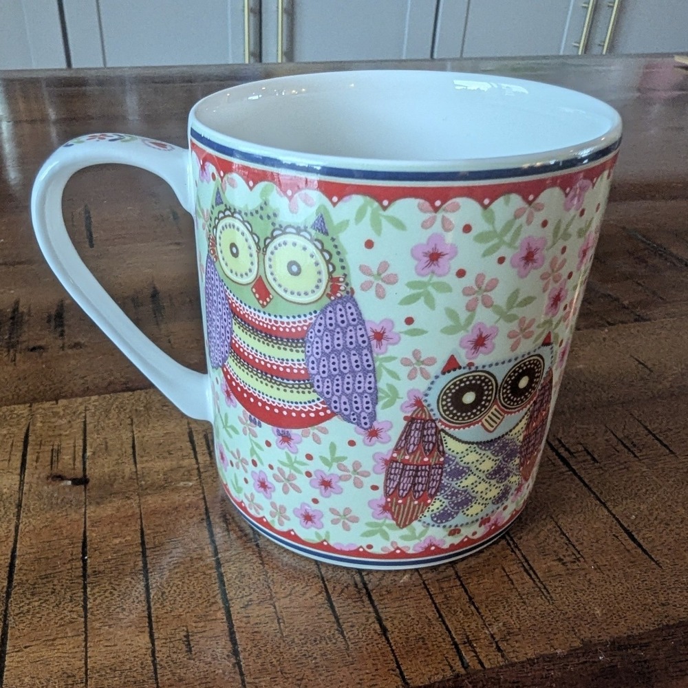 Queens Coffee Mug Multicolor Twilight Owls Caravan Trail Made in England 10 oz